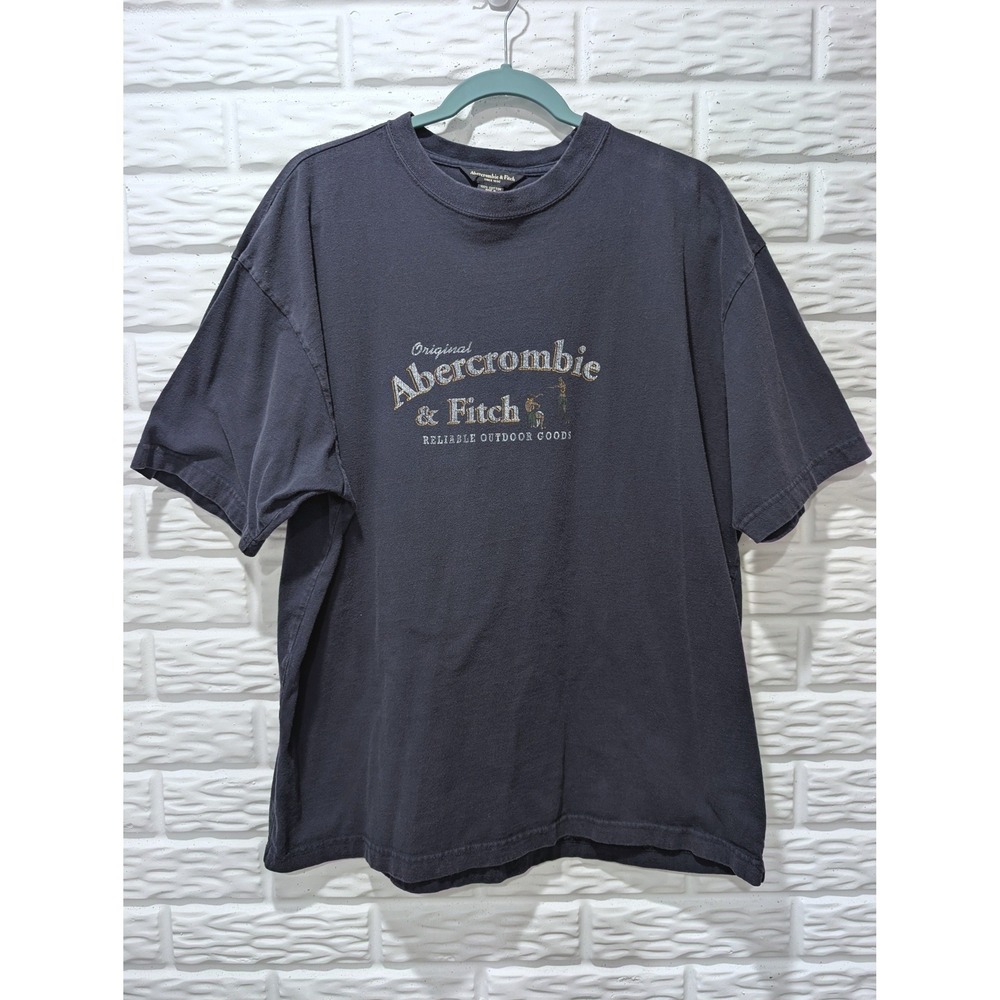 Abercrombie & Fitch Mens XL Vintage Graphic T-Shirt Navy Blue Outdoor Goods Tee